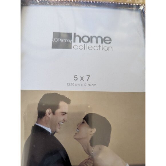 NIB Sealed JcPenny Home Collection 5x7 yellow enamel swirl pearl & gold trim ver - Picture 2 of 6